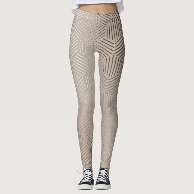 Silver/Gold Geometric Designer Frauen Leggings (Vorderseite)