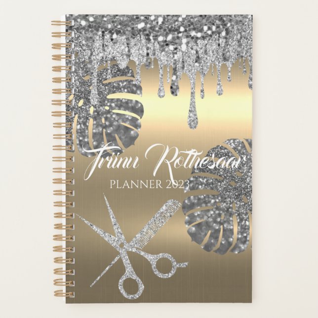 Silver Gold Glam Glitzer Hair Salon Planner Planer (Vorderseite)