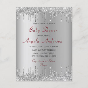 Silver Gold Glitzer Baby Boy Shower Einladung Postkarte