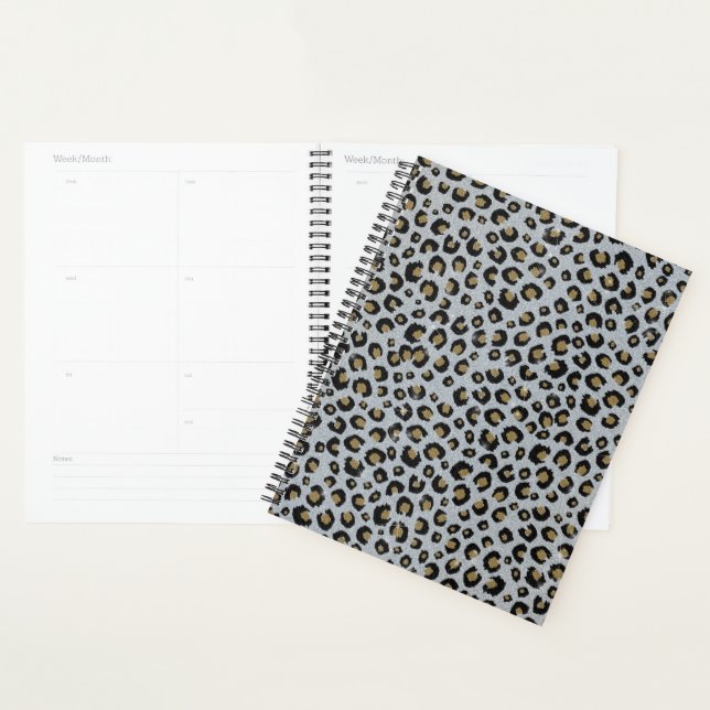 Silver Gold Glitzer Black Leopard Print Planer (Anzeige)