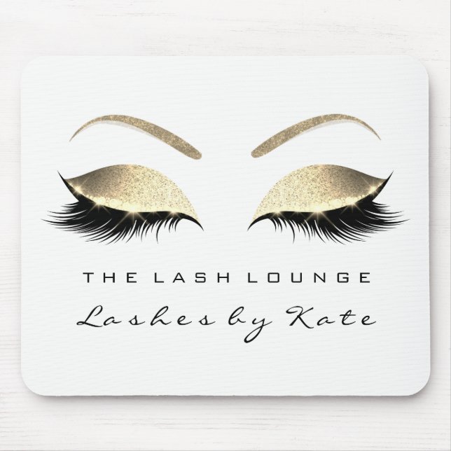 Silver Gold Glitzer Branding Beauty Lashes White Mousepad (Vorne)