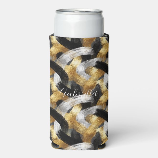 Silver Gold Glitzy Sparkle Christmas New Year Selters Dosenkühler (Seltzer Vorderseite)