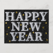 Silver & Gold Happy New Year Glitzer