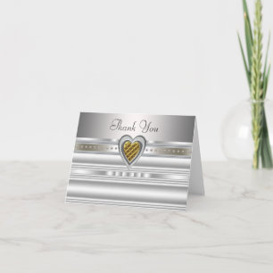 Silver Gold Heart Dankeschön Karten