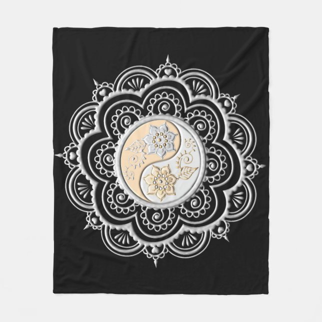Silver & Gold Mandala Fleecedecke (Vorderseite)