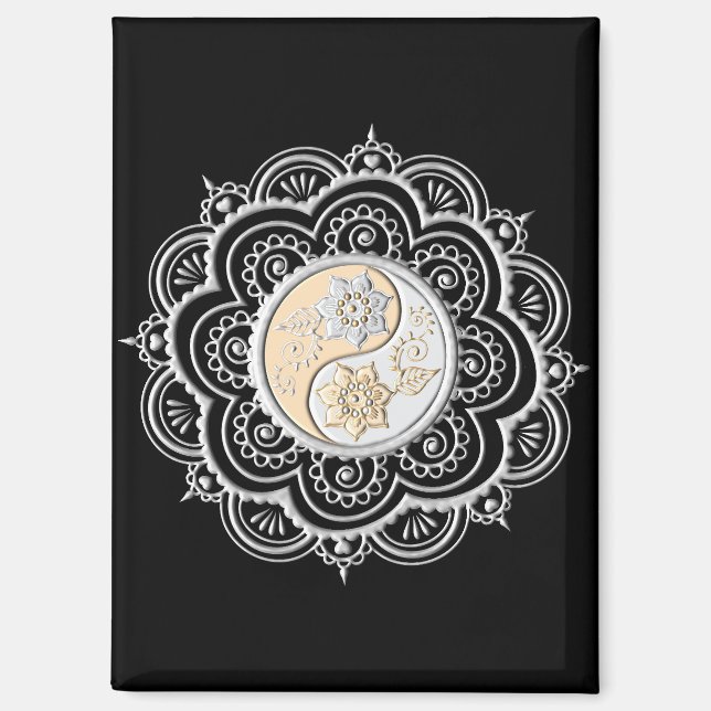 Silver & Gold Mandala Magnet (Vorderseite)