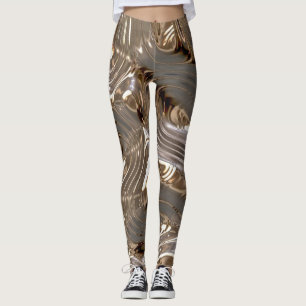 Silver Gold Metallic Metal-Effekt Leggings