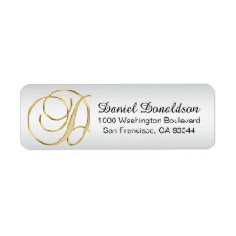 Silver Gold Monogram Letter 'D' Envelope Return