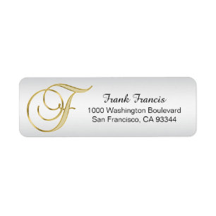 Silver Gold Monogram Letter 'F' Envelope Return