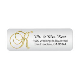 Silver Gold Monogram Letter 'K' Envelope Return