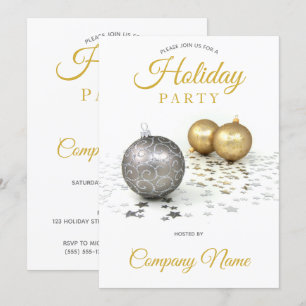Silver Gold Ornament Star Corporate Feiertag Einladung