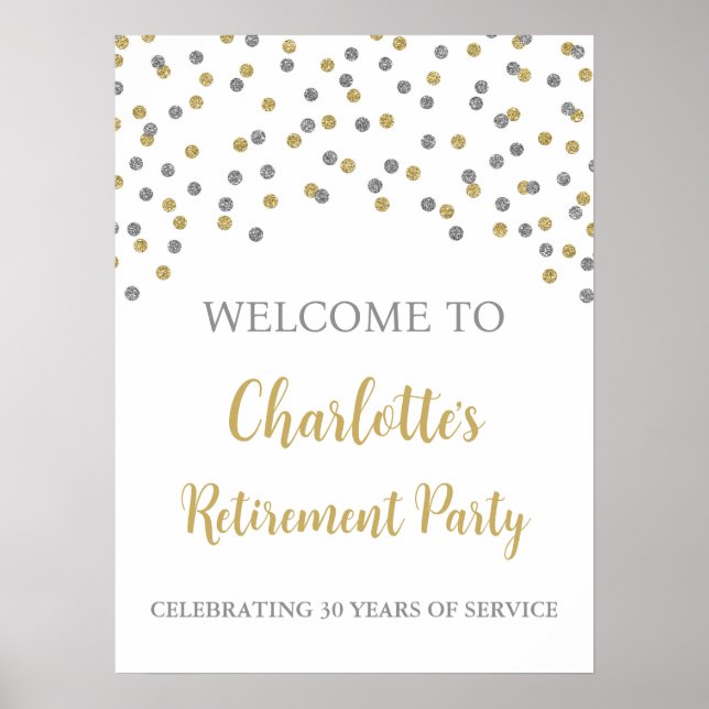 Silver Gold Retirement Party Custom 18x24 Poster (Vorne)