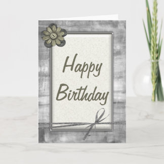 Silver & Gold Ribbon & Blume Happy Birthday Card Karte