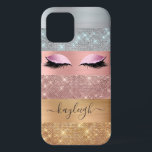 Silver Gold Rose Gold Glitzer Beauty Eyelash Case-Mate iPhone Hülle<br><div class="desc">Moderne, Glam, Imitats Silber, Gold und Rose Gold Glitzer Streifen iPhone Gehäuse. Dieses Design bietet Imitate glänzende Glitzer Streifen und gebürstetes Metall in Silber, Gold, Rosa Rosa Rosa Farbe Glitzer, Wimpern, Name Text Vorlage. Der Name wird mit einem schönen handgeschriebenen Stilskript geschrieben. Perfekt für Mädchen, Lashes Makeup Künstler, Beauty Salon...</div>