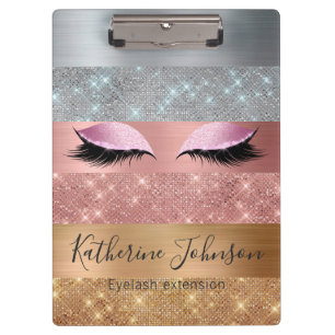 Silver Gold Rose Gold Glitzer Beauty Eyelash Klemmbrett