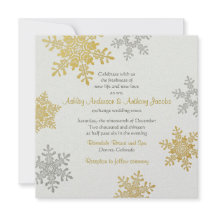Silver Gold Snowflake Square Winter Wedding