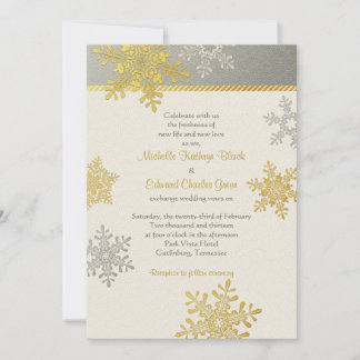 Silver Gold Snowflake Winter Hochzeit Einladung
