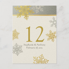 Silver Gold Snowflake Winter Wedding Table Card Postkarte