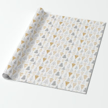 Silver & Gold Weihnachtsbaum Wrapping Paper