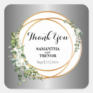 Silver Golden Botanica: Danke Quadratischer Aufkleber