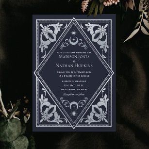 Silver Gothic Elegant Tarot Card Hochzeit Einladung