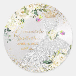 Silver Gown Gold Glitzer Creme Rose C Runder Aufkleber