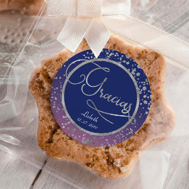 Silver Gracias Royal Blue Pink Glam Geschenk Viele Quadratischer Aufkleber