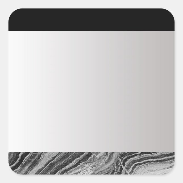 Silver Grade Blank Template, Blk & B/W Granit Quadratischer Aufkleber (Vorderseite)