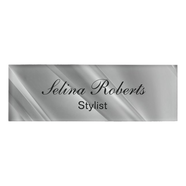 Silver-Gradient-Diagonallinien Namenschild (Vorderseite)