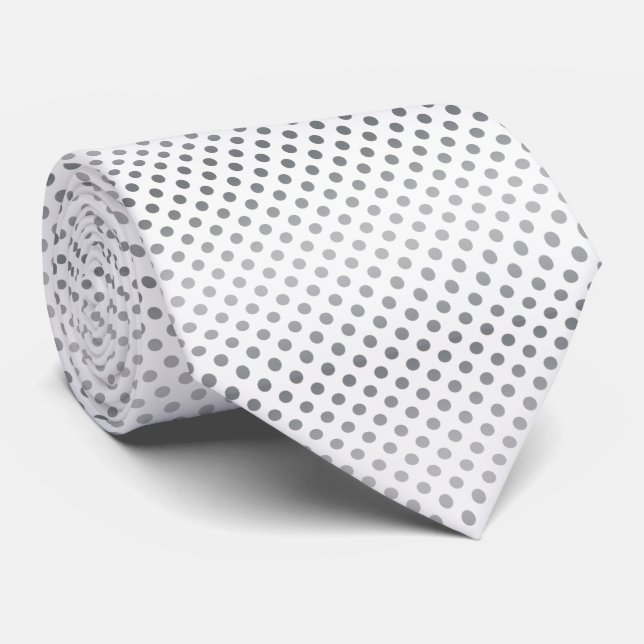 Silver Gradient Polka Dots Krawatte (Gerollt)