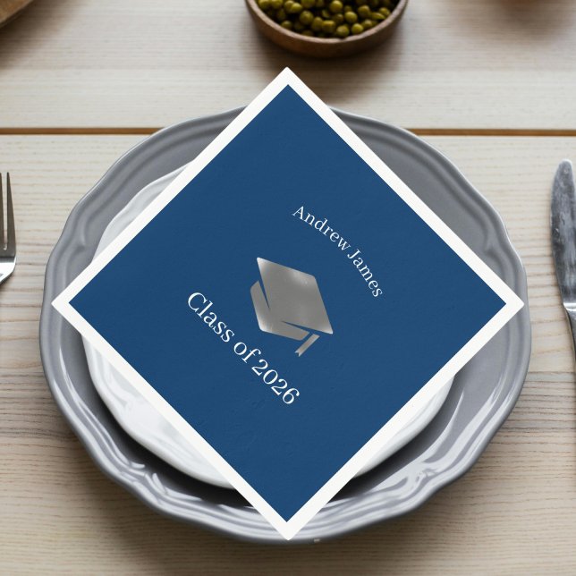  Silver Graduation Cap -Class of 2026= no2 Serviette (Von Creator hochgeladen)