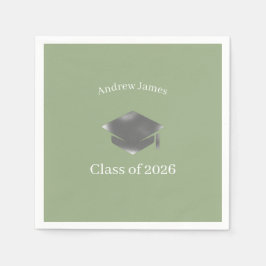  Silver Graduation Cap -Class of 2026= no3 Serviette