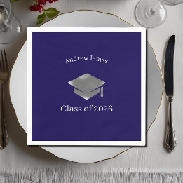  Silver Graduation Cap -Class of 2026 Serviette