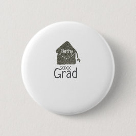 Silver Graduation Cap Glitzer hinzufügen Name grad Button