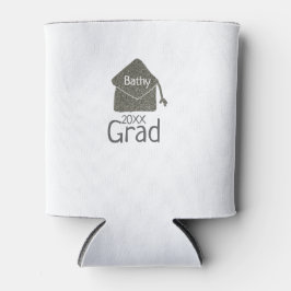 Silver Graduation Cap Glitzer hinzufügen Name grad Dosenkühler