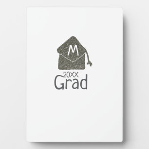 Silver Graduation Cap Glitzer hinzufügen Name grad Fotoplatte