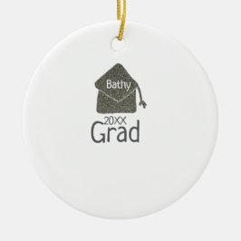 Silver Graduation Cap Glitzer hinzufügen Name grad Keramik Ornament