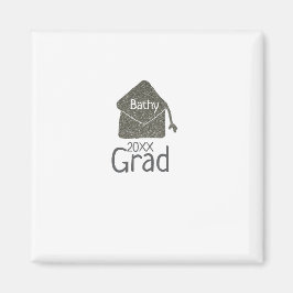 Silver Graduation Cap Glitzer hinzufügen Name grad Magnet