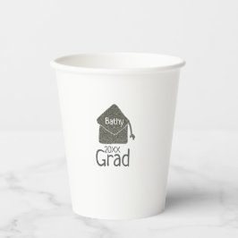 Silver Graduation Cap Glitzer hinzufügen Name grad Pappbecher