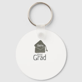 Silver Graduation Cap Glitzer hinzufügen Name grad Schlüsselanhänger