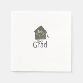 Silver Graduation Cap Glitzer hinzufügen Name grad Serviette