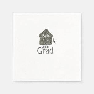 Silver Graduation Cap Glitzer hinzufügen Name grad Serviette