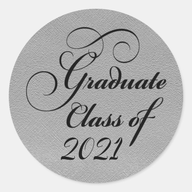 Silver Graduation Party 2021 Danke Siegel Runder Aufkleber (Vorderseite)