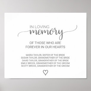 Silver Graue Kalligraphie in Love Memory Sign Poster