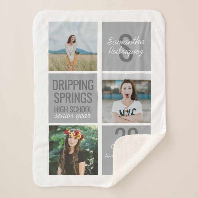 Silver Gray 3-Foto Fun Boxes Class Year Sherpadecke (Vorderseite)