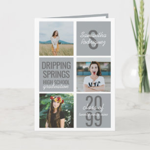 Silver Gray 4-Foto Fun Boxes Abschluss Einladung