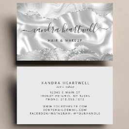 Silver Gray Agate Glitter Luxury Stylist Visitenkarte