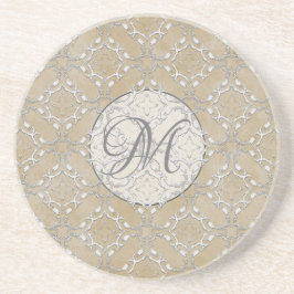 Silver Gray and Beige Metallic Filagree Pattern Getränkeuntersetzer