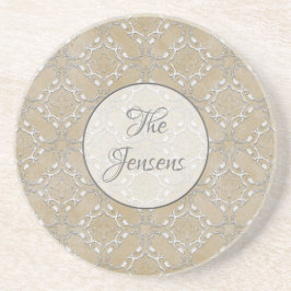 Silver Gray and Beige Metallic Filagree Pattern Getränkeuntersetzer