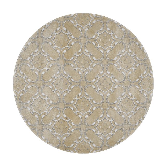 Silver Gray and Beige Metallic Filagree Pattern Schneidebrett (Vorderseite)